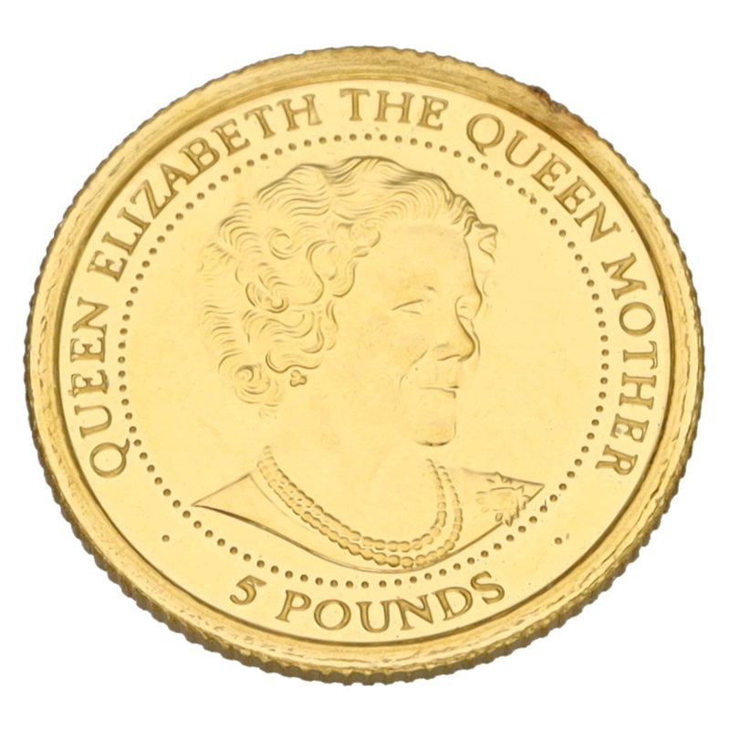22ct Gold Queen Elizabeth The Queen Mother 5 Pounds Coin 1999