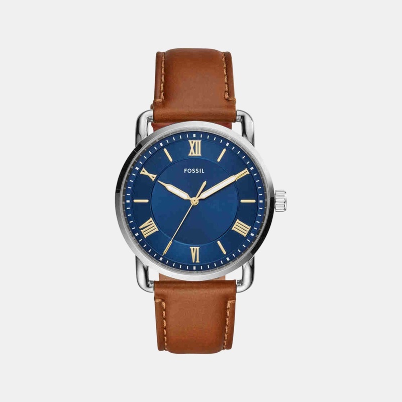 Fossil Copeland Men Quartz Blue Dial Analog Leather Watch FS5661