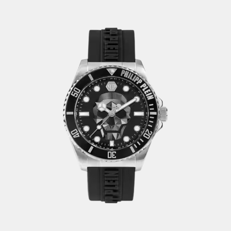 Philipp Plein Men Quartz Black Dial Analog Silicone Watch PWOAA0122
