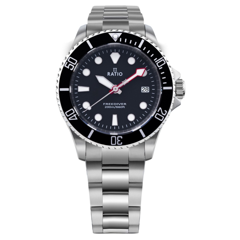 Ratio FreeDiver Sapphire Stainless Steel Black Dial Quartz RTF031 200M Men’s Watch