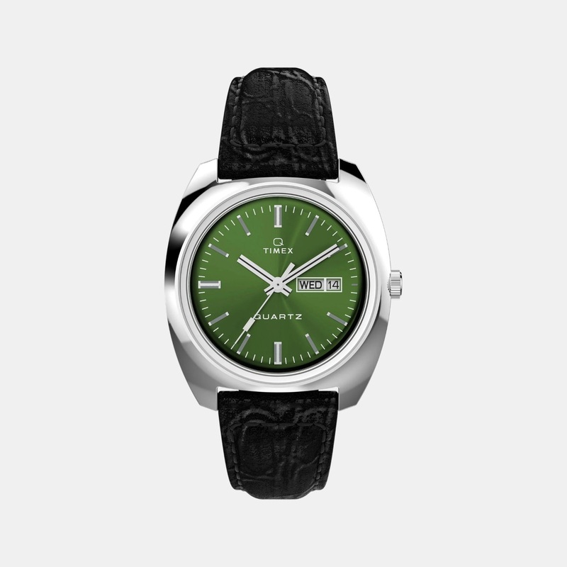 Timex Men Quartz Green Dial Analog Leather Watch TW2W44700U9