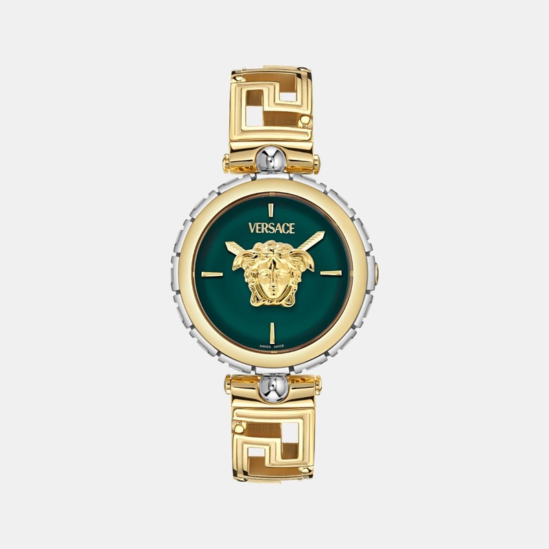 Versace Medusa Jewel Women Quartz Green Dial Analog Stainless Steel Watch VE0B00325