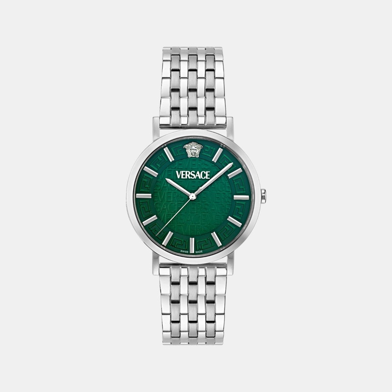 Versace Men Quartz Green Dial Analog Stainless Steel Watch VE8Q00324