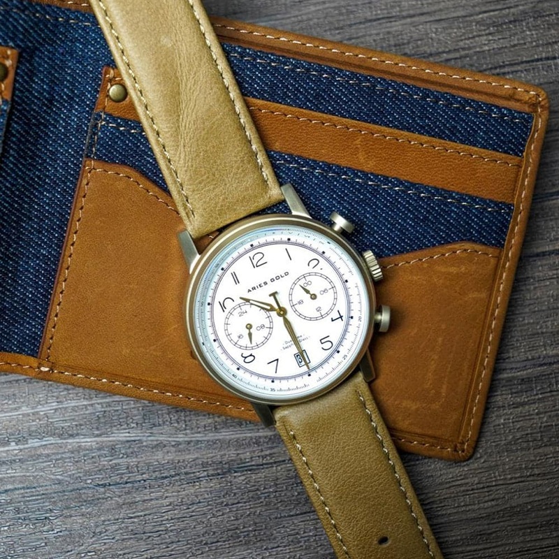 ARIES GOLD URBAN JOURNEY G 1025 G-W BROWN LEATHER STRAP MEN’S WATCH