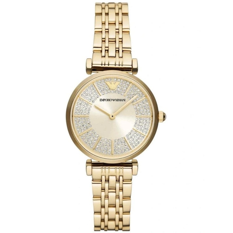 Emporio Armani Gold Dial Stainless Steel Strap Women Watch AR11608