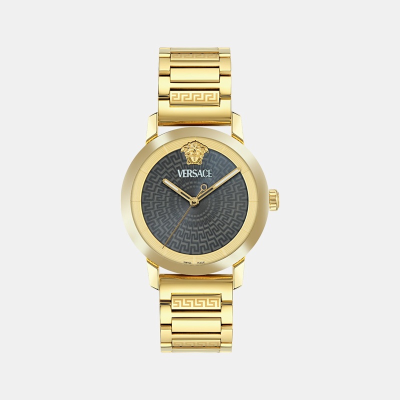 Versace Men Quartz Black Dial Analog Stainless Steel Watch VE9G00524