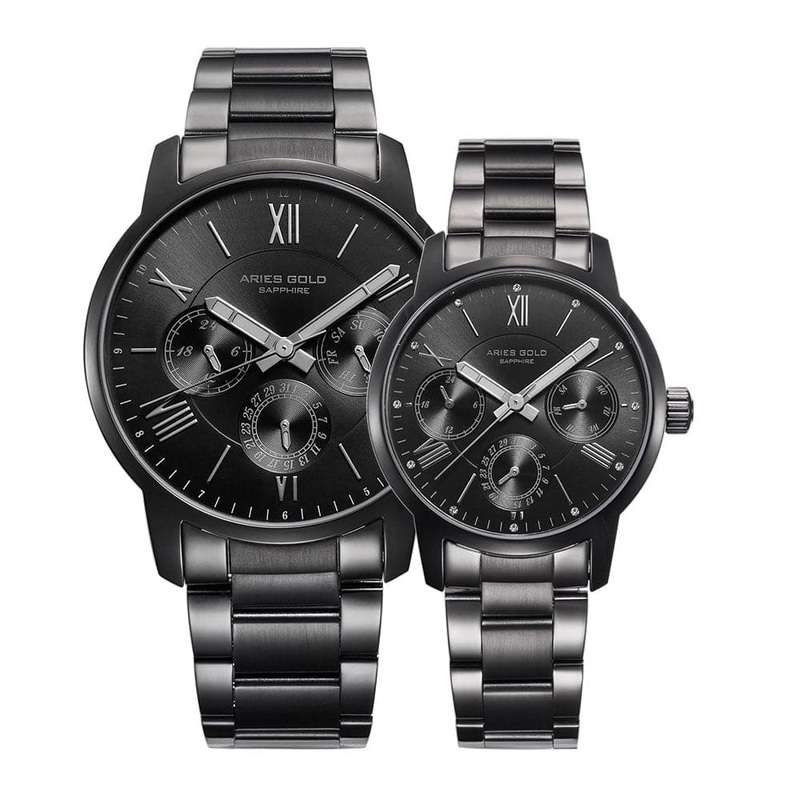 ARIES GOLD URBAN ETERNAL G 103 & B 103 BK-BK COUPLE’S WATCHES