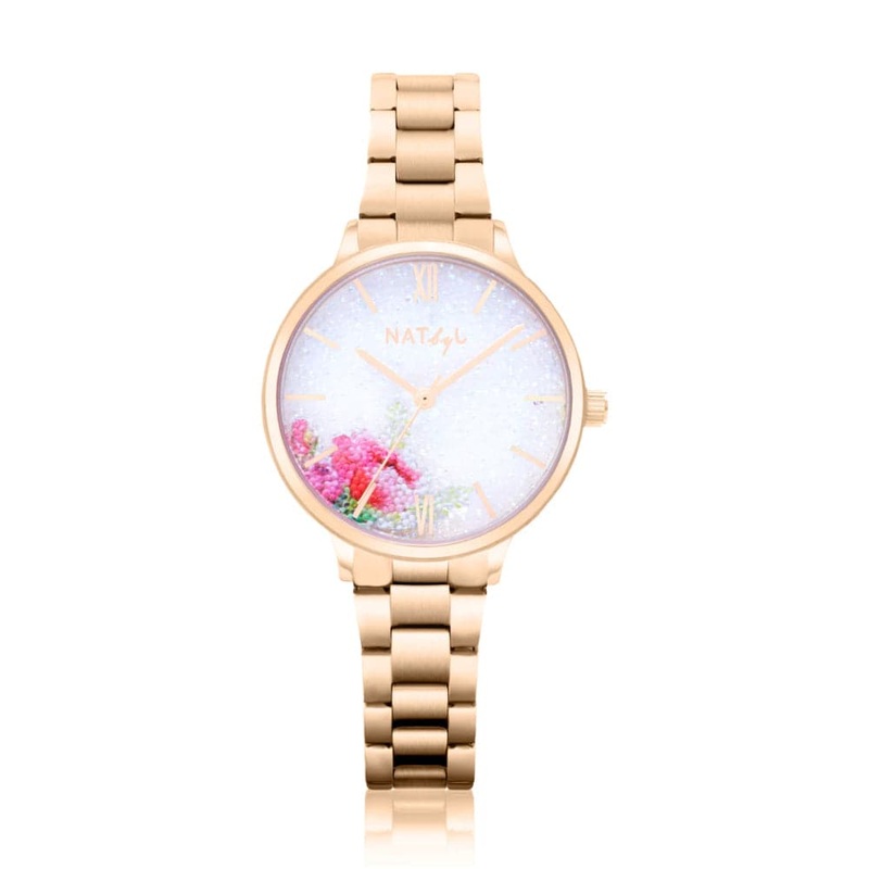 Natbyj Dazzle Rose Gold Stainless Steel Strap Women Watch NAT0209M