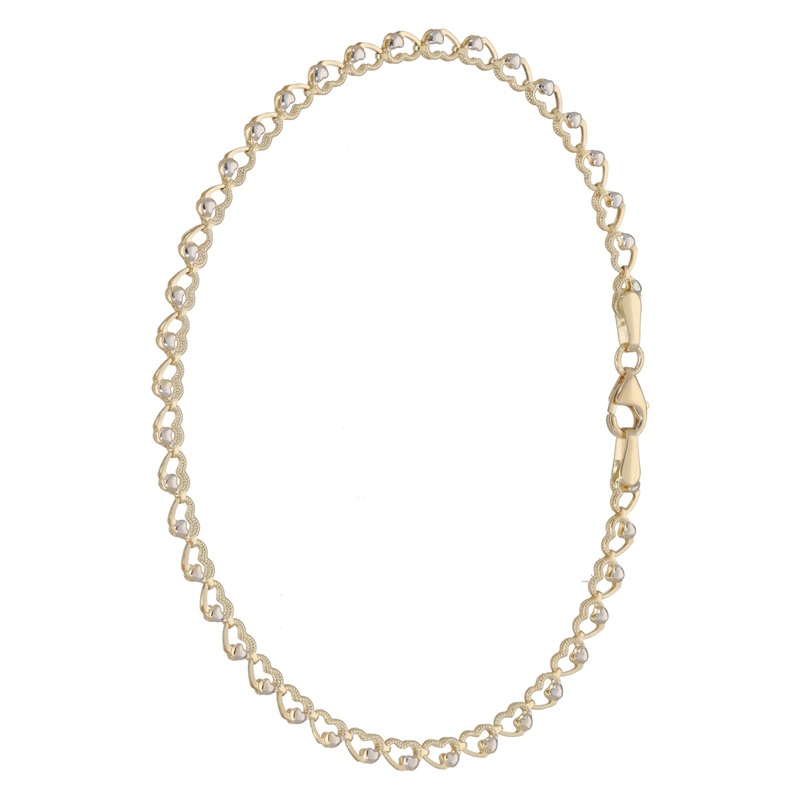 New 14ct Gold Love Heart Link Bracelet
