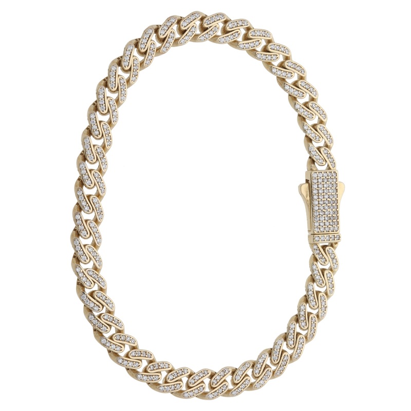 New 9ct Gold Cubic Zirconia Curb Bracelet
