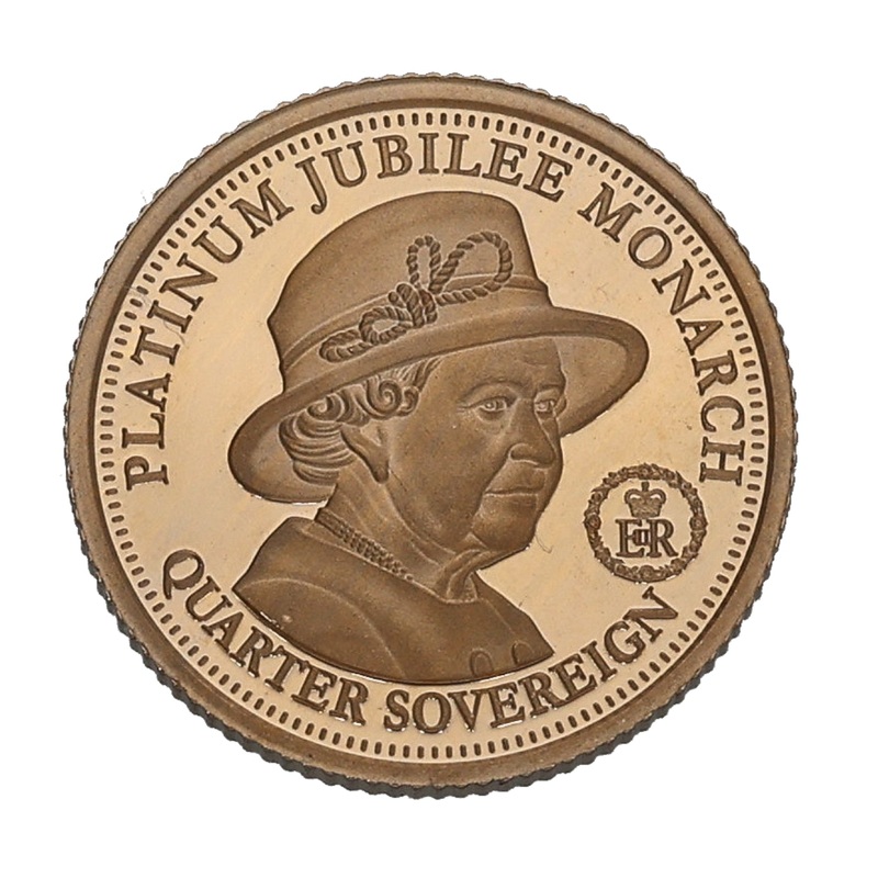 22ct Gold Platinum Jubilee Monarch Quarter Sovereign Coin 2022