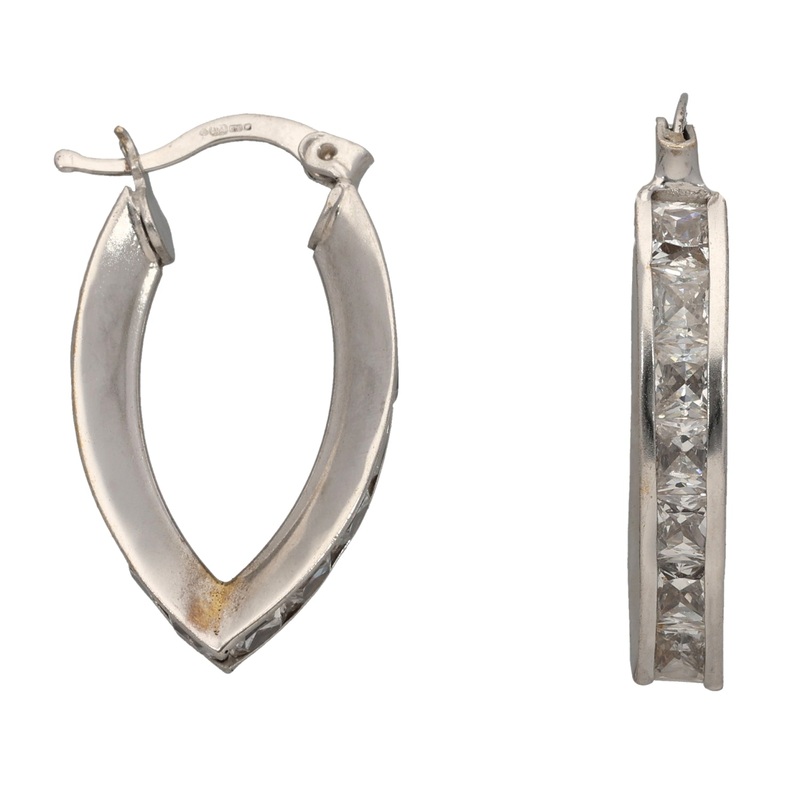 9ct White Gold Cubic Zirconia Dress/Cocktail Earrings