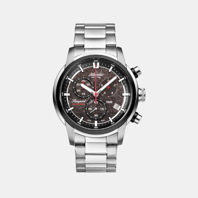 Atlantic Men Quartz Anthracite Dial Chronograph Stainless Steel Watch 87466.42.41