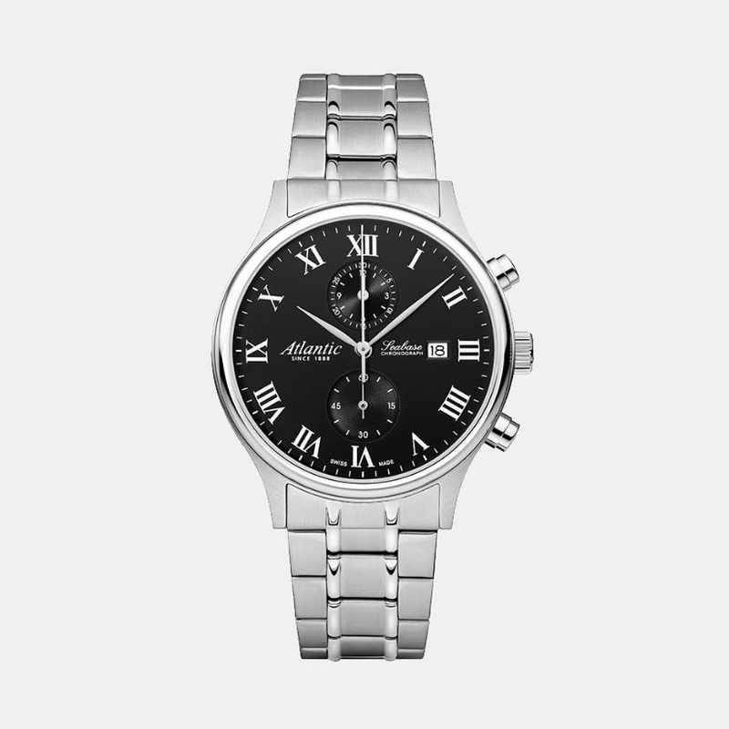Atlantic Men Quartz Black Dial Chronograph Stainless Steel Watch 64457.41.68