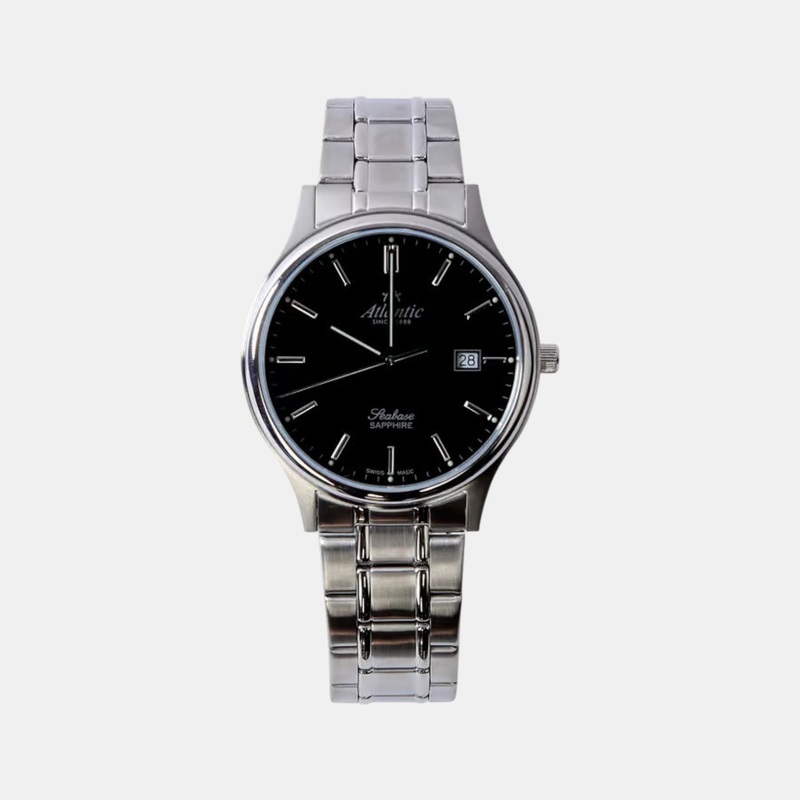 Atlantic Seabase Men Quartz Black Dial Analog Stainless Steel Watch 60348.41.61