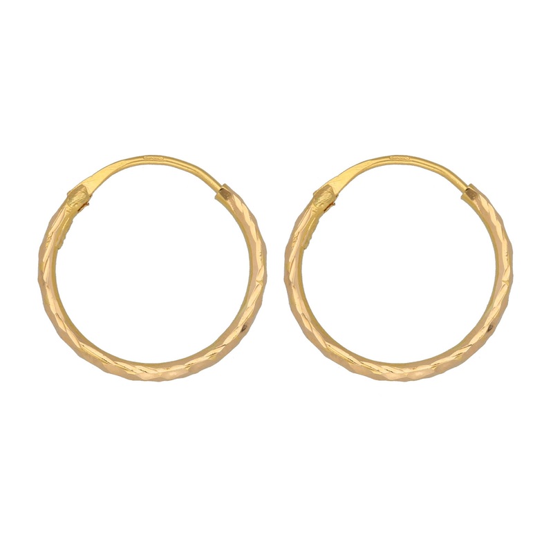 New 22ct Gold Fancy Plain Hoop Earrings 18mm