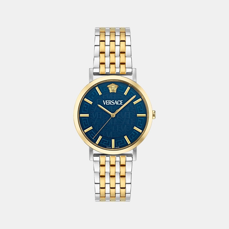 Versace Men Quartz Blue Dial Analog Stainless Steel Watch VE8Q00424