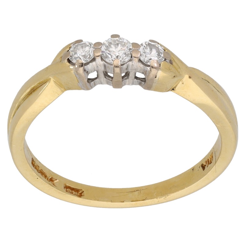 18ct Gold 0.20ct Diamond Trilogy Ring Size N