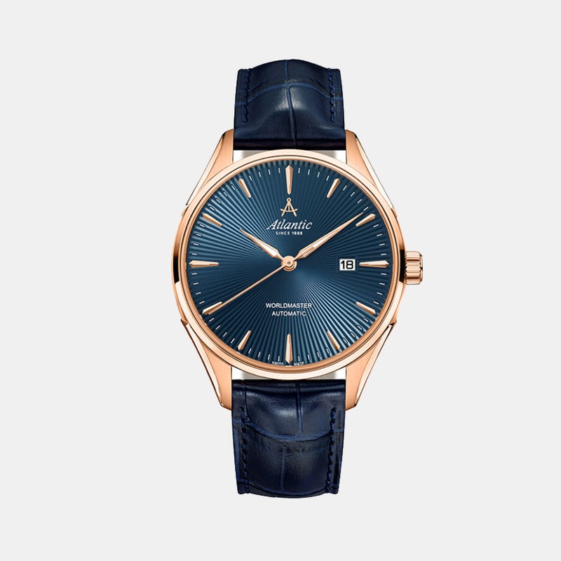 Atlantic Men Automatic Blue Dial Analog Leather Watch 52759.44.51