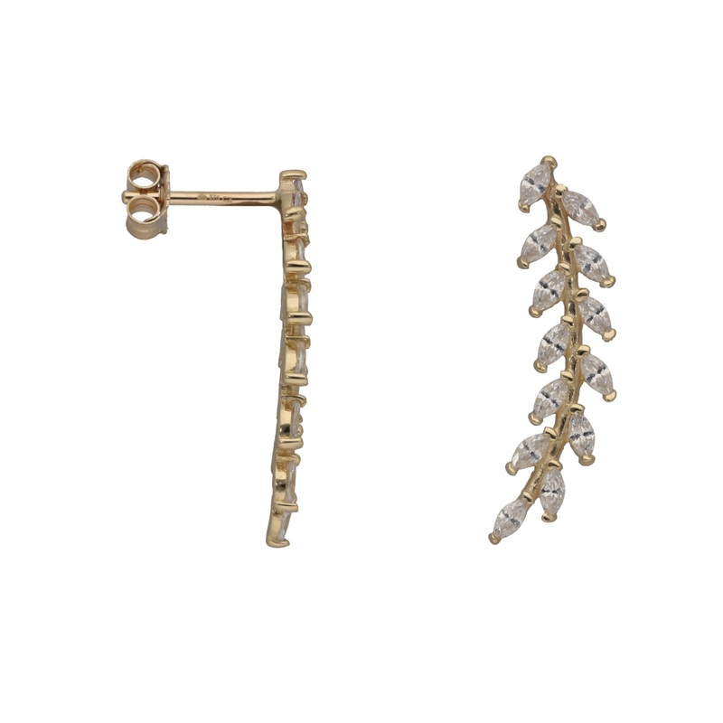 New 9ct Gold Climber Cubic Zirconia Earrings
