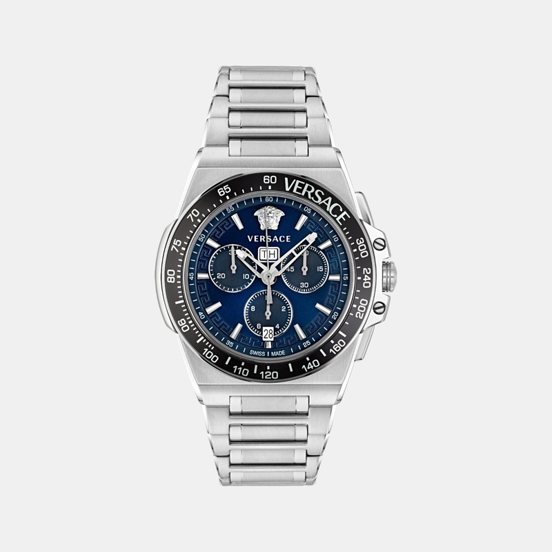 Versace Men Quartz Blue Dial Chronograph Stainless Steel Watch VE7H00423