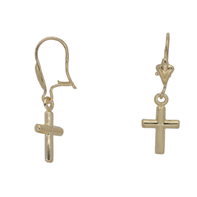 New 9ct Gold Cross Drop/Dangle Earrings