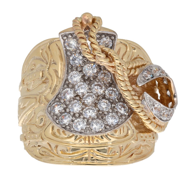 New 9ct Gold Cubic Zirconia Saddle Ring