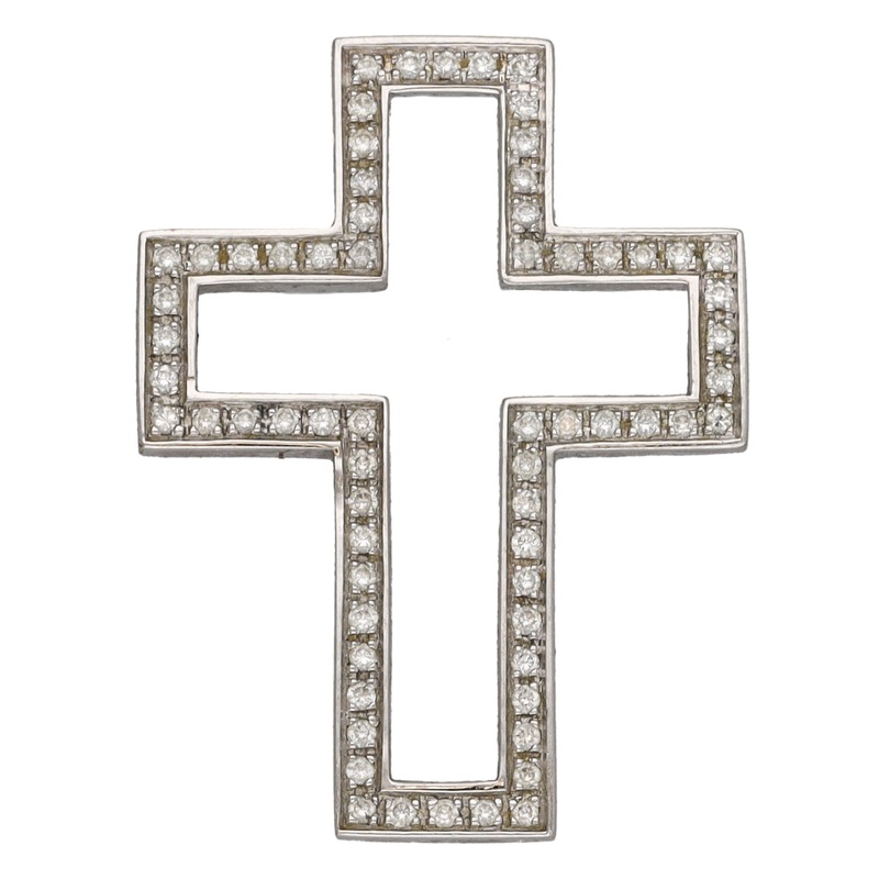 18ct White Gold 0.33ct Diamond Cross Pendant