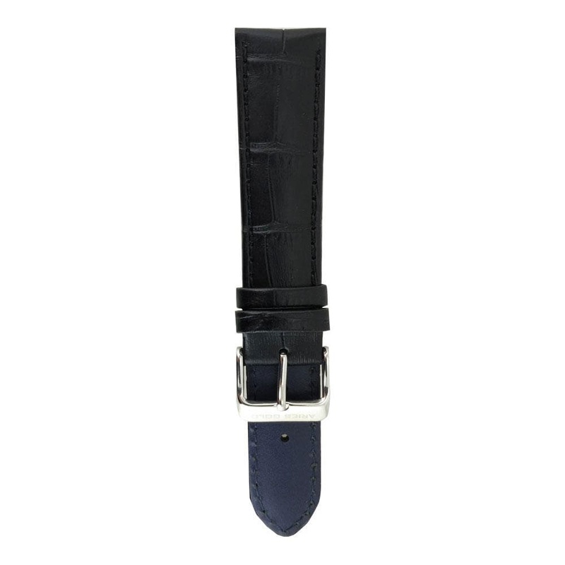 ARIES GOLD MIDNIGHT BLACK CROCO AG-L0001 SERIES LEATHER STRAP (3 SIZES)