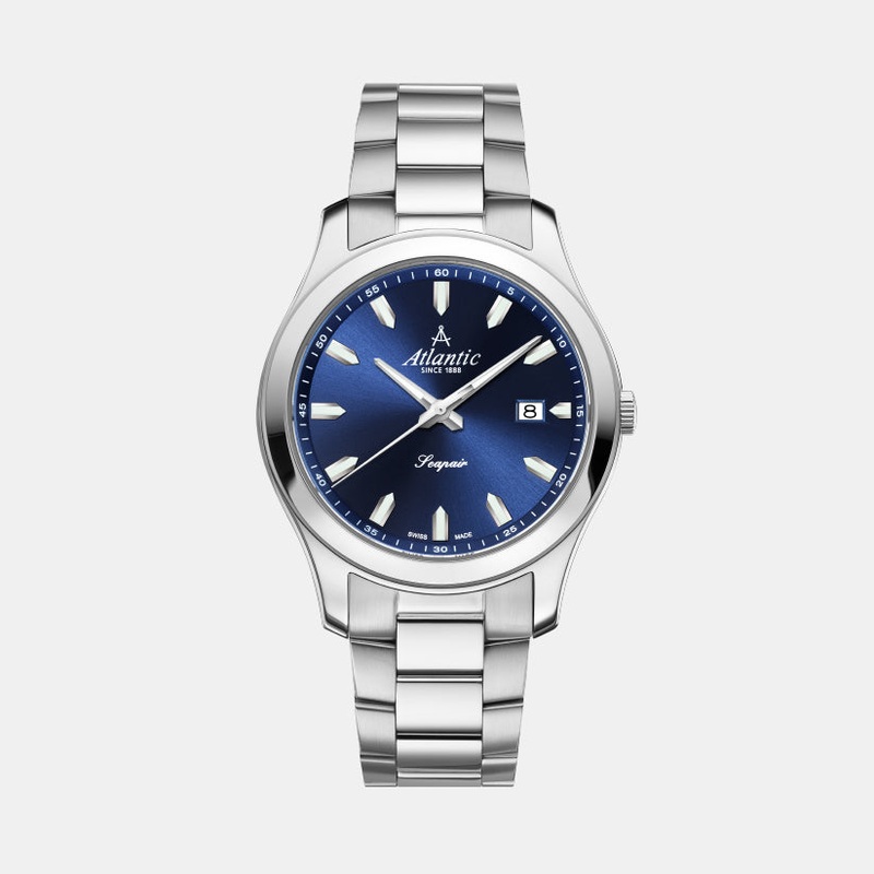 Atlantic Men Quartz Blue Dial Analog Stainless Steel Watch 60335.41.59