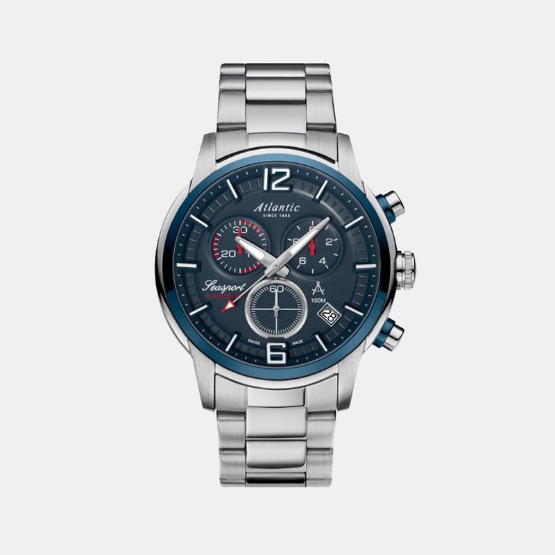 Atlantic Men Quartz Blue Dial Chronograph Stainless Steel Watch 87466.47.55
