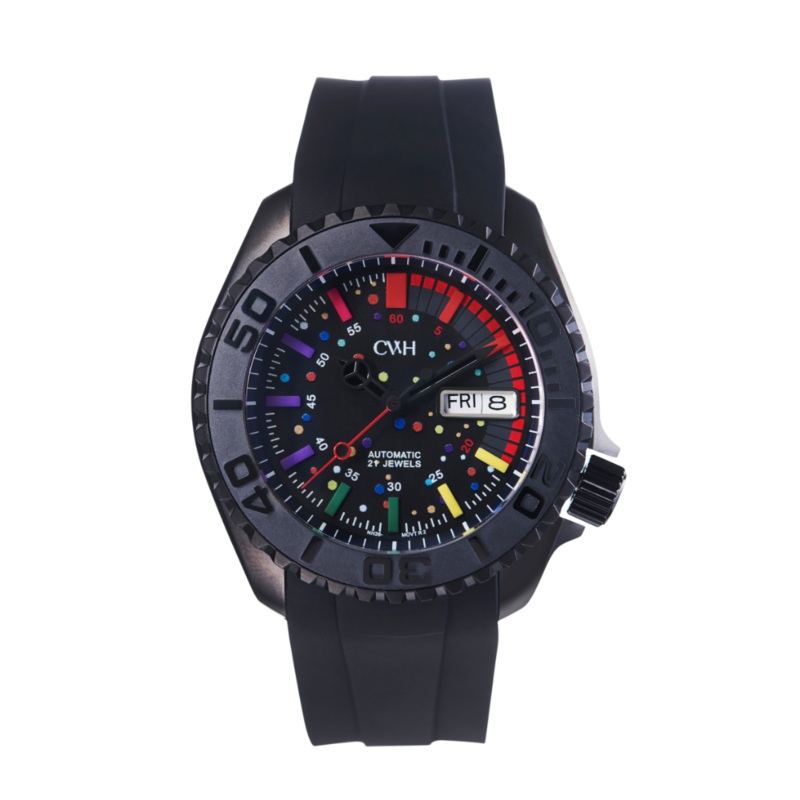Chromatic Pulse – CWH Special Custom Black Silicone Strap Men Watch CH-MOD-M37