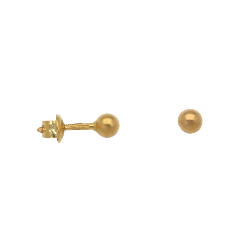 New 22ct Gold Plain Screw Back Stud Earrings 4mm