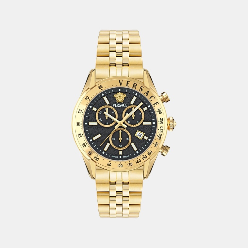 Versace Men Quartz Black Dial Chronograph Stainless Steel Watch VE8R00624