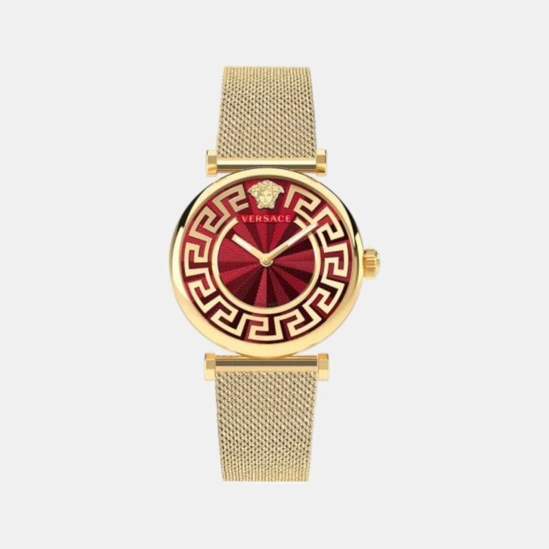 Versace Women Quartz Red Dial Analog Stainless Steel Watch VE1CA0523