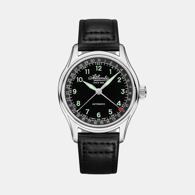 Atlantic Men Automatic Black Dial Analog Leather Watch 52782.41.63GN