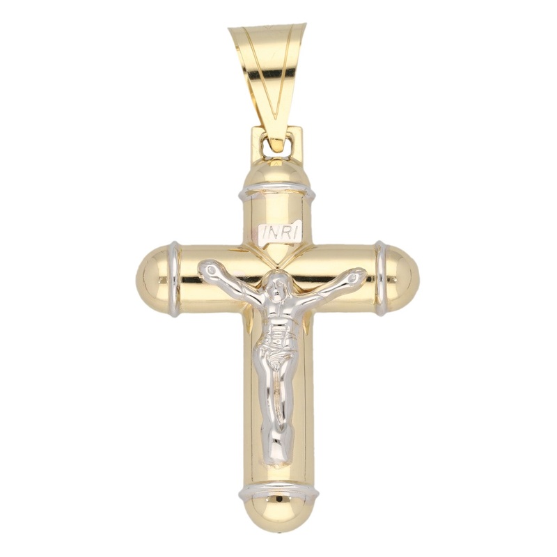New 14ct Bicolour Gold Crucifix Pendant