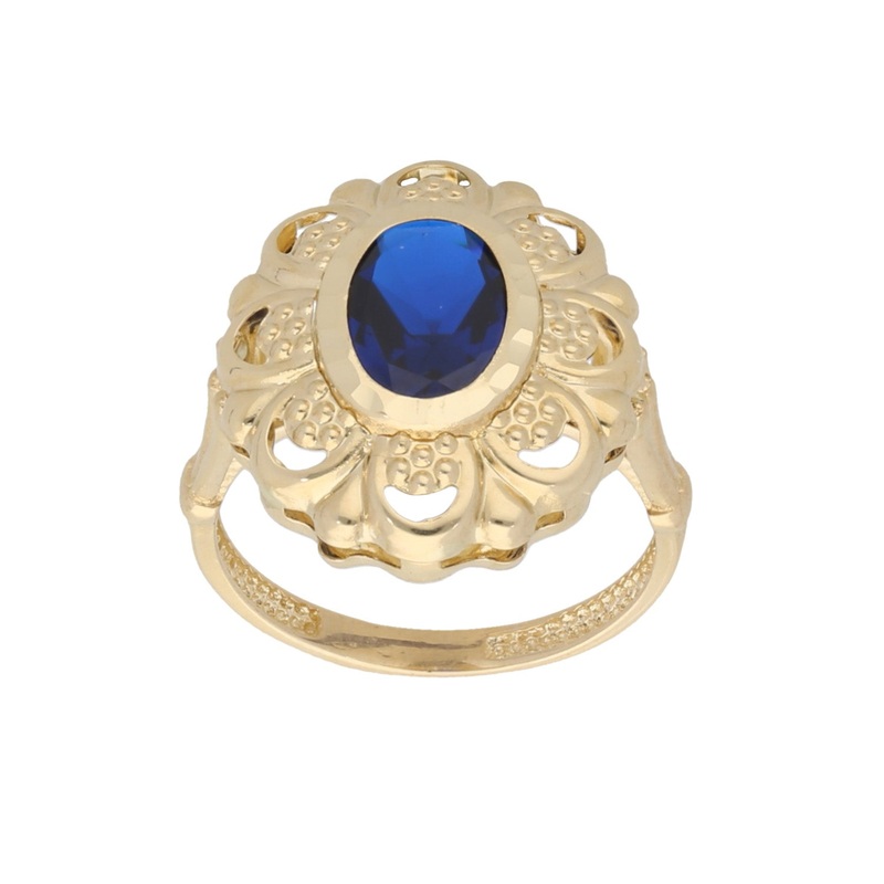 New 14ct Gold Blue Stone Dress/Cocktail Ring