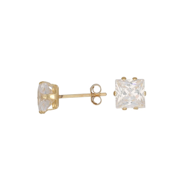 New 9ct Gold Cubic Zirconia Square Stud Earrings
