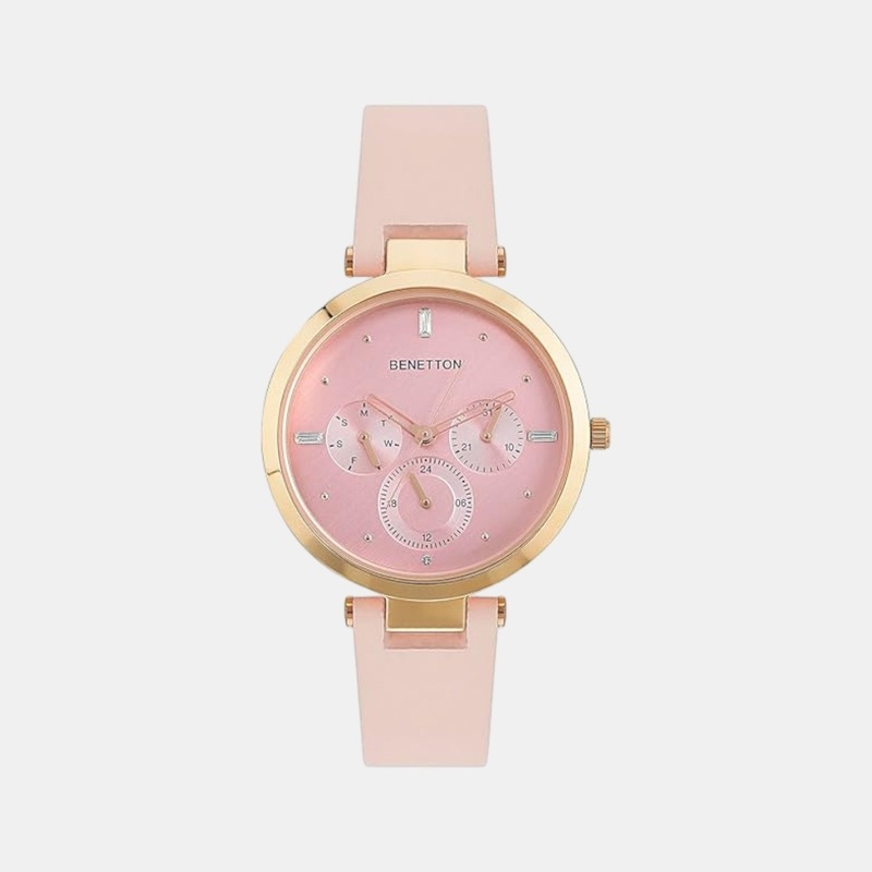 UCB Signature Women Quartz Pink Dial Multi-Function Leather Watch UWUCL1005