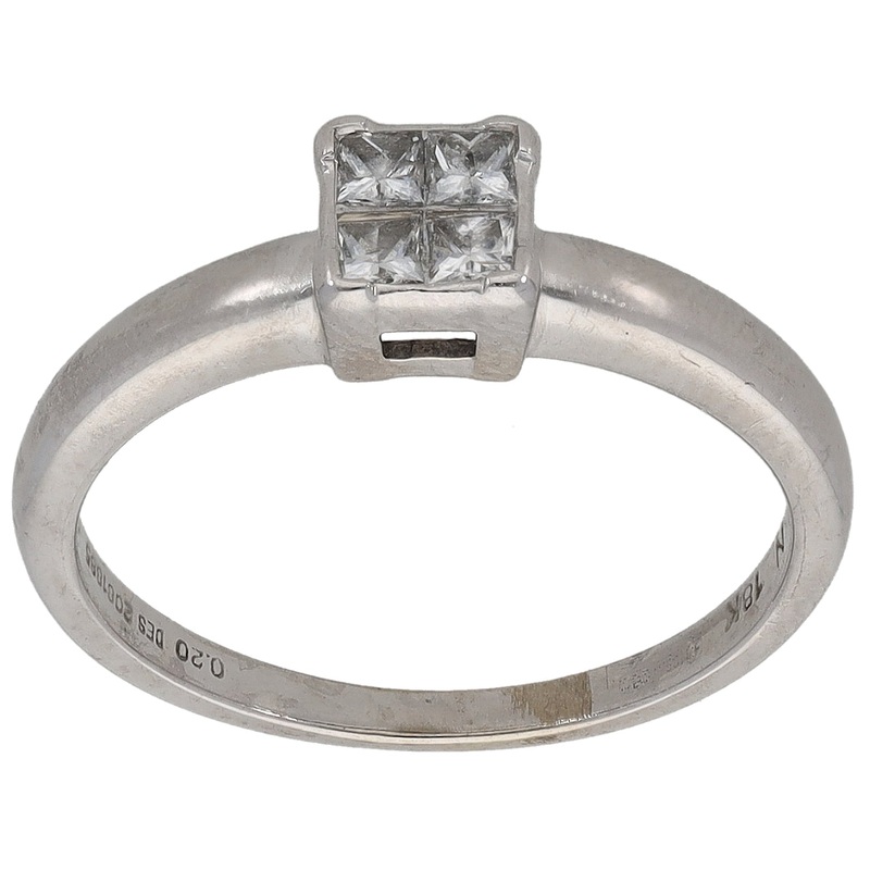 18ct White Gold 0.20ct Diamond Dress/Cocktail Ring Size L