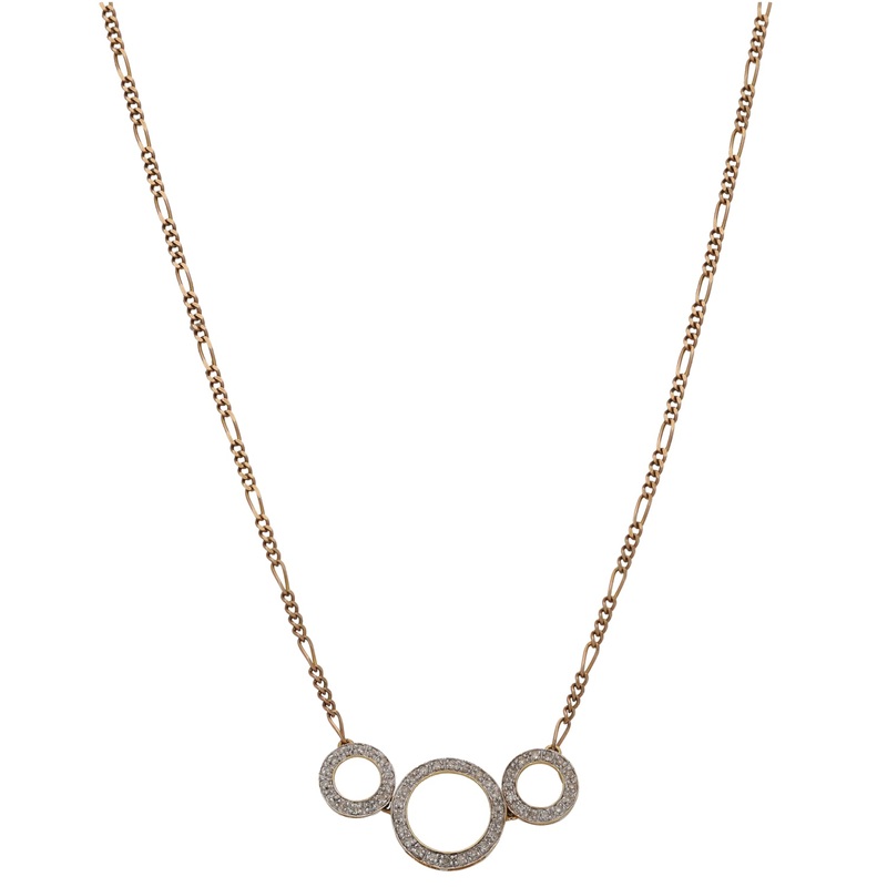 9ct Bi-Colour Gold 0.245ct Diamond Fancy Necklace 16″