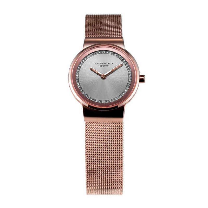 ARIES GOLD ENCHANT SONJA ROSE GOLD STAINLESS STEEL L 5003 RG-S MESH STRAP WOMEN’S WATCH