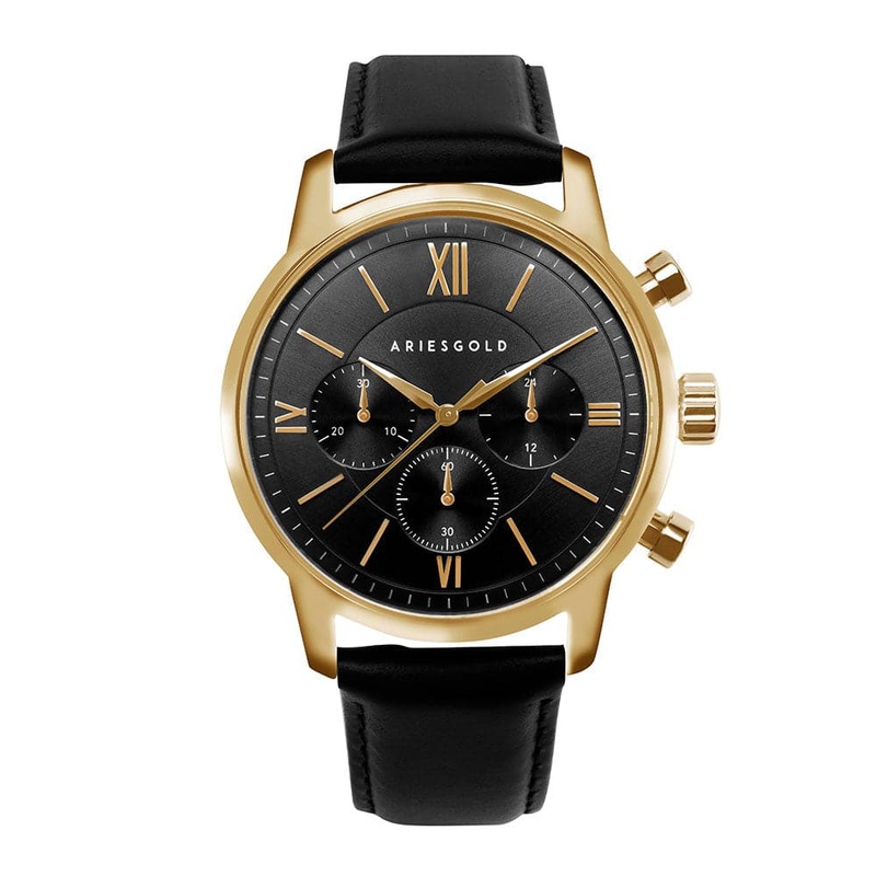 ARIES GOLD URBAN ETERNAL G 1027 G-BKG BLACK LEATHER STRAP MEN’S WATCH