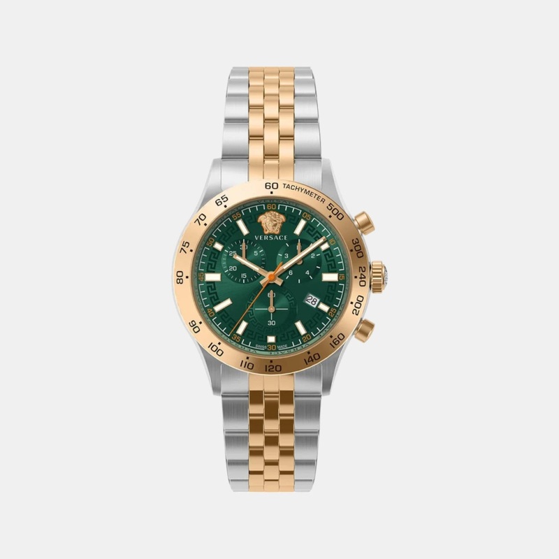Versace Men Quartz Green Dial Chronograph Stainless Steel Watch VE2U00924