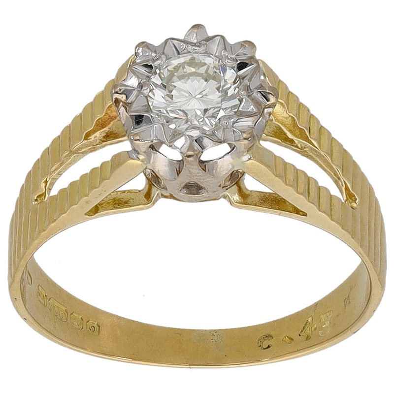 18ct Gold 0.43ct Diamond Solitaire Ring Size L