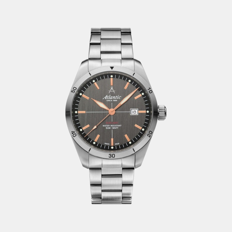 Atlantic Men Quartz Grey Dial Analog Stainless Steel Watch 70356.41.41R