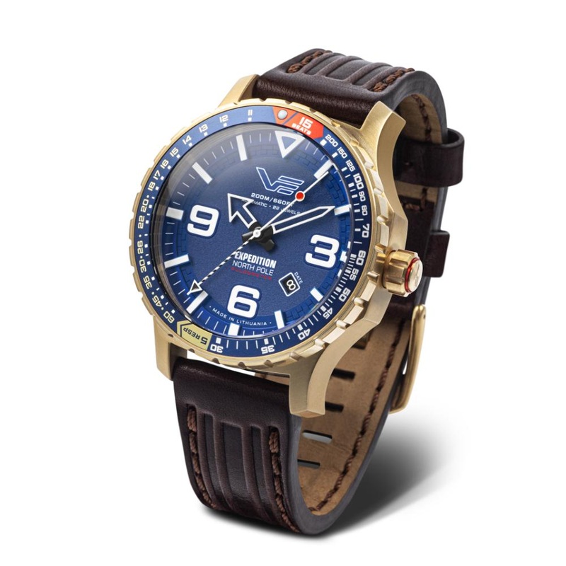 Vostok Europe Expedition North Pole Polar Sun Automatic Brown Leather & Black Silicone Strap Men’s Watch YN55-597B730-BKSL