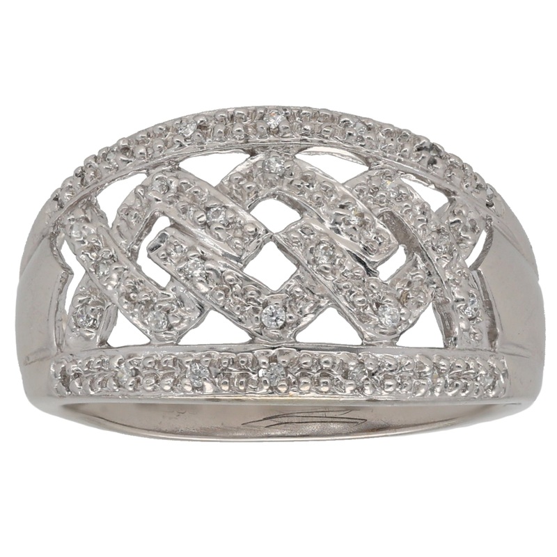 14ct Gold Cubic Zirconia Dress/Cocktail Ring Size R