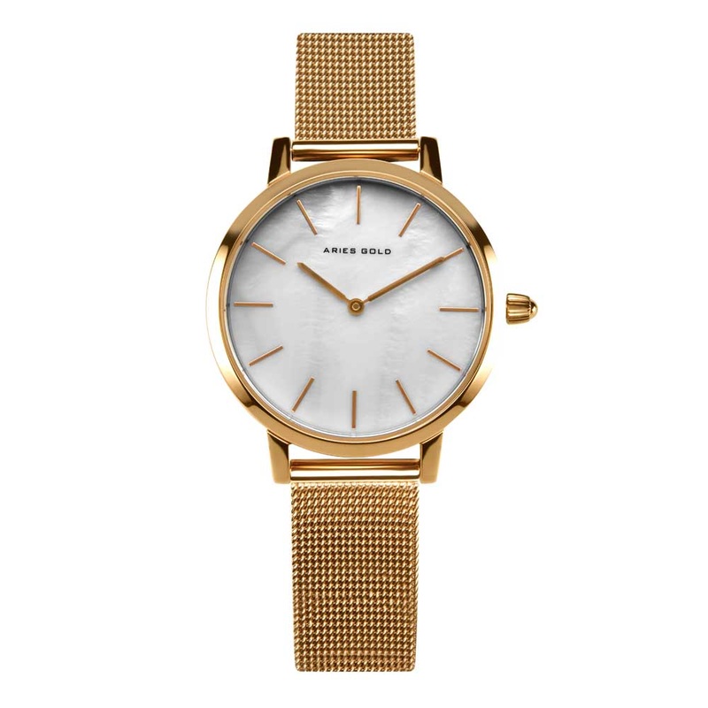 ARIES GOLD COSMO GOLD STAINLESS STEEL L 1024 G-MP MESH STRAP WOMEN’S WATCH